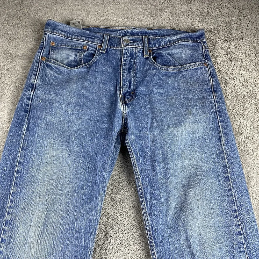 Levis 505 Straight Leg Jeans Mens 34x30 Blue Medium Wash Mid Rise‎